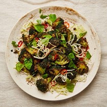 Fried broccoli florets and pickled stems