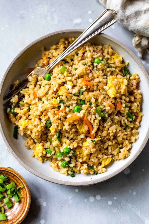 Fried brown rice