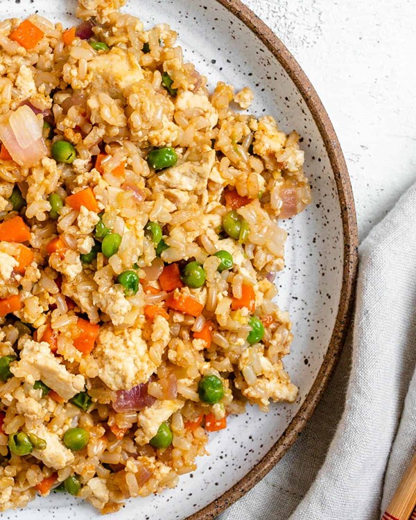 Fried brown rice