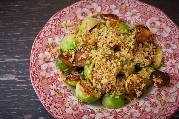  Fried Brussels sprouts with lemon, sage and Parmesan crumb