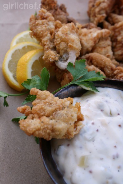 Fried catfish nuggets with homemade tartar sauce