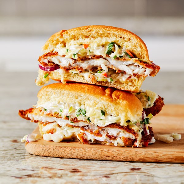 Fried catfish sandwiches with cumin slaw