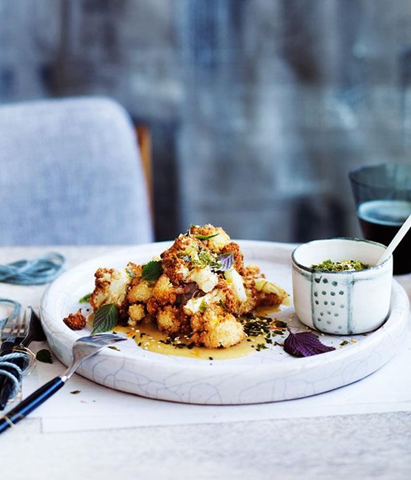 Fried cauliflower with white miso, sesame and furikake