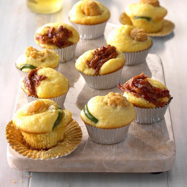 Fried chicken & pulled pork cornbread poppers