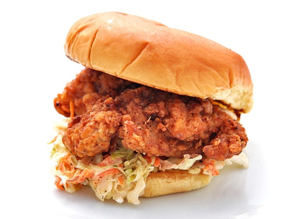 Fried chicken and cole slaw sandwiches
