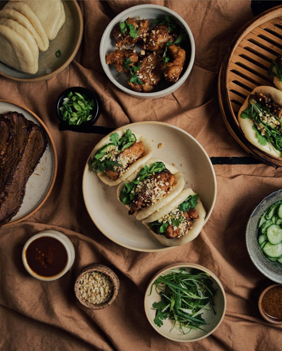 Fried chicken gua bao