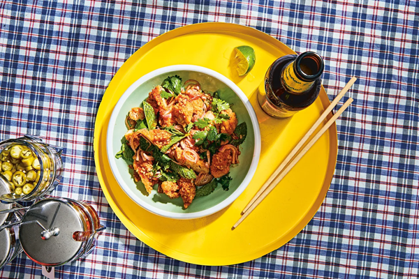 Fried chicken larb