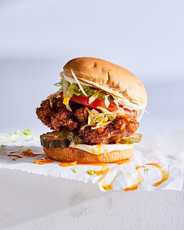 Fried chicken sandwich (with pickle brine)
