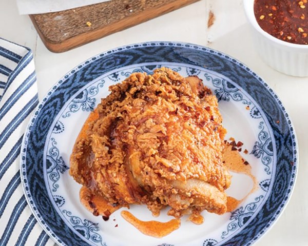 Fried chicken thighs with hot honey