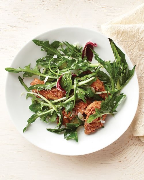 Fried chicken with puntarelle salad