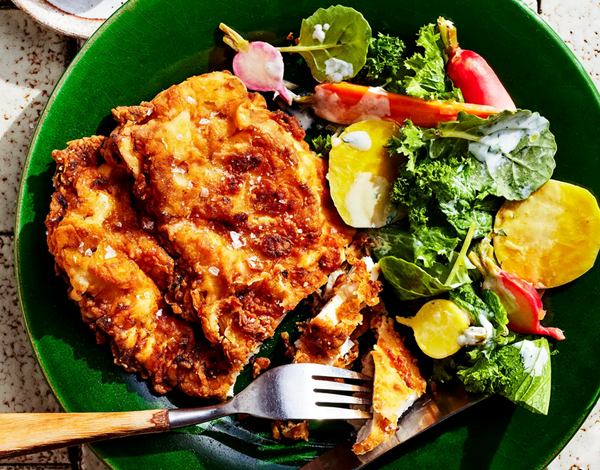 Fried chicken with root vegetable escabeche