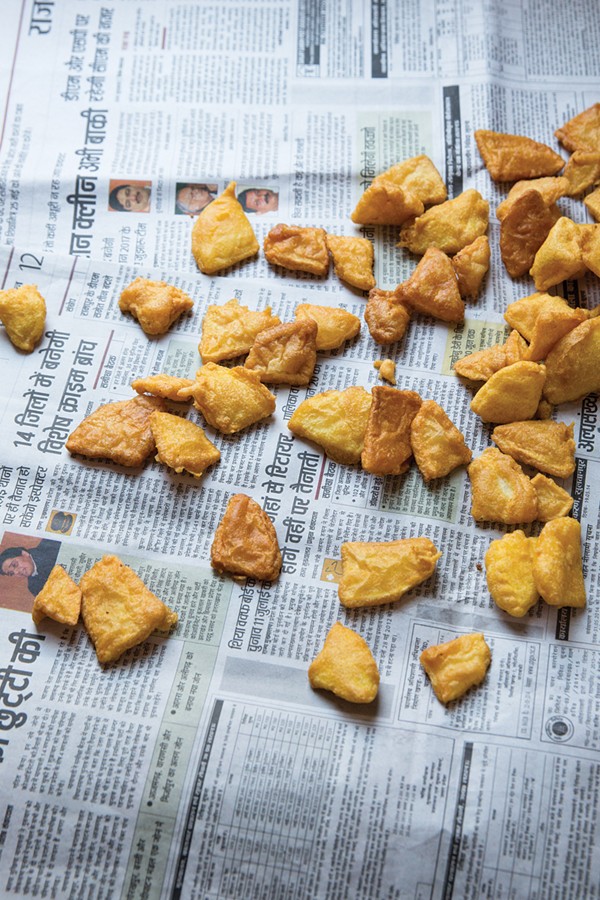 Fried chickpea-battered potatoes (Bhajiya)