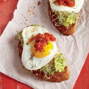 Fried egg and avocado toasts