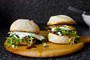 Fried egg sandwich with bacon and blue cheese (Egg sandwich Lyonnaise)
