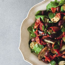 Fried eggplant and zucchini salad