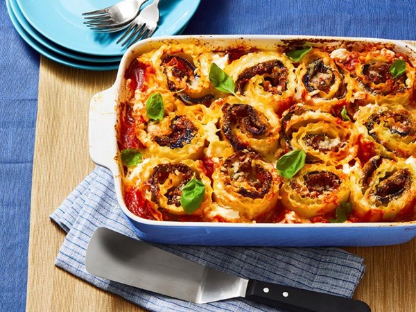 Fried eggplant lasagna rolls
