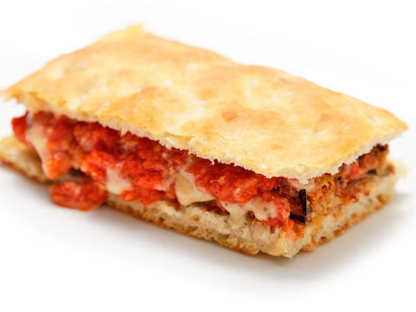 Fried eggplant sandwich with eggplant mayo