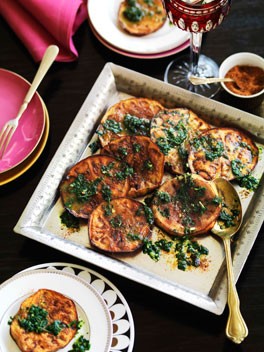 Fried eggplant with medieval salš