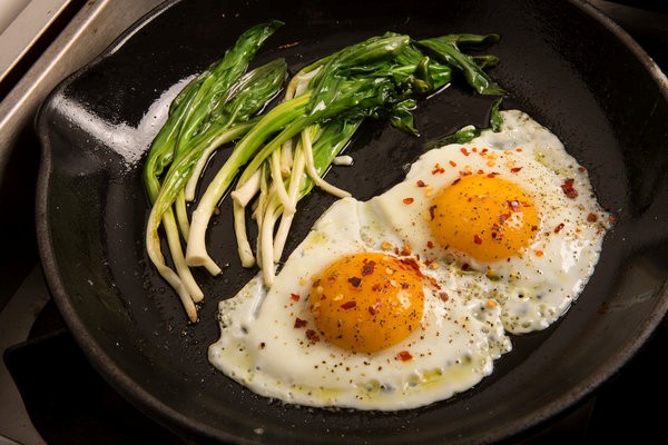 Fried eggs and ramps
