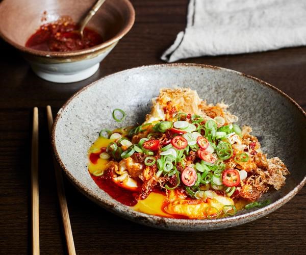 Fried eggs in XO sauce