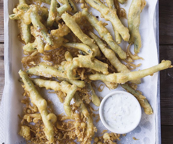 Fried green beans with yogurt sauce recipe Eat Your Books