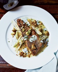 Fried haddock with onion fonduta