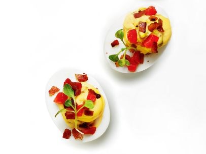 Fried ham deviled eggs