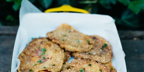 Fried heirloom tomatoes