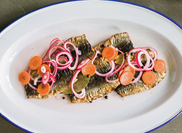 Fried herring in pickling liquor