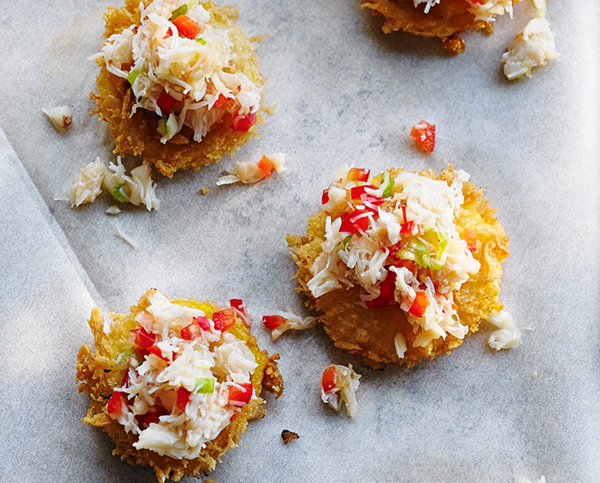 Fried lemon with crab salsa