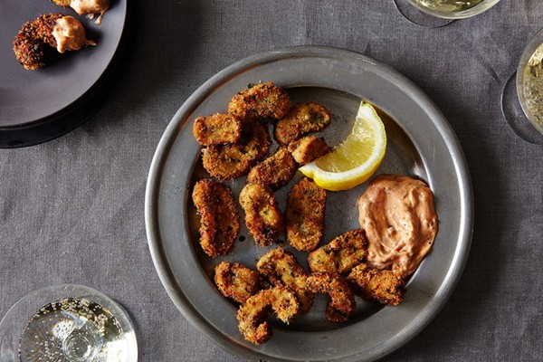 Fried mushrooms with smoked paprika remoulade