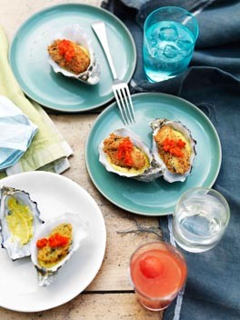 Fried oysters with corn and chilli