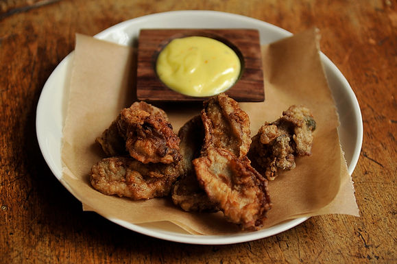 Fried oysters with saffron aioli