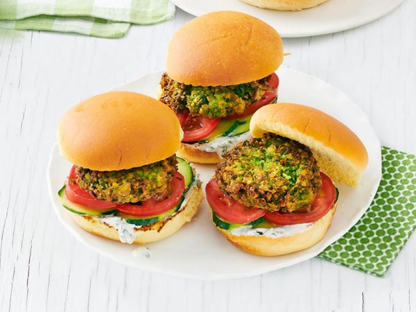  Fried pea-lafel sliders 