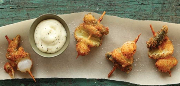 Fried pickles with ranch dressing
