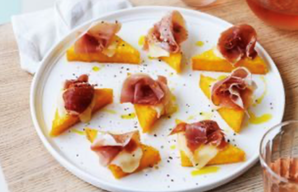 Fried polenta with prosciutto di San Daniele and squacquerone [Jake Cassar]