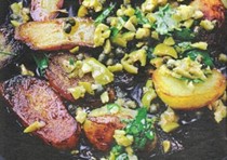 Fried potatoes, capers and olives