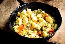 Fried potatoes with green chiles