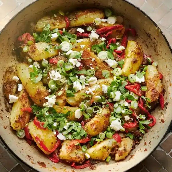 Fried potatoes with za’atar, peppers and feta recipe Eat Your Books