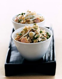 Fried rice with Canadian bacon