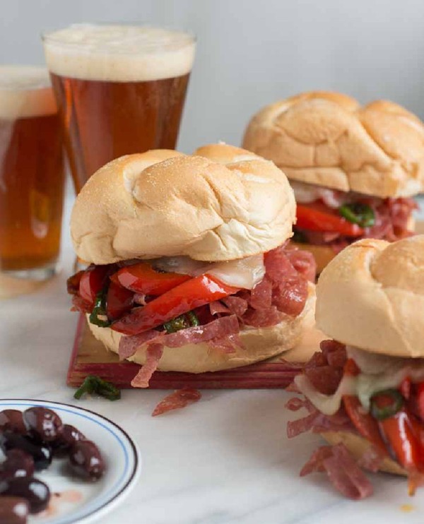 Fried salami with hot peppers