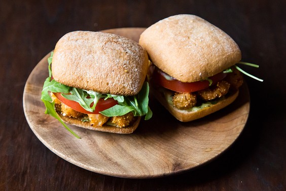 Fried scallop sandwich
