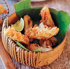 Fried sesame-seed bananas