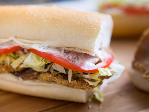 Fried shiitake po' boys with New Orleans-style remoulade