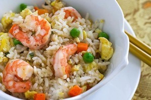 Fried shrimp brown rice