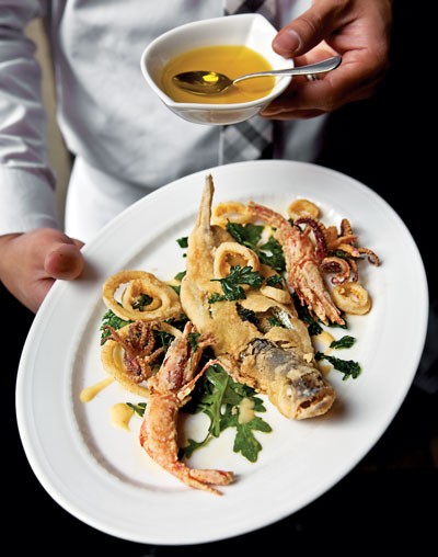 Fried squid, fish, and shrimp (Fritto misto)