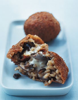 Fried stuffed rice balls