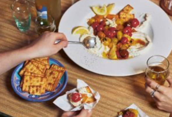 Fried toms on ricotta