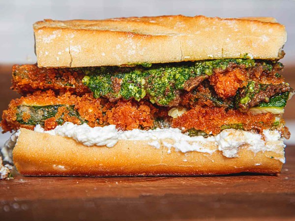 Fried zucchini sandwich