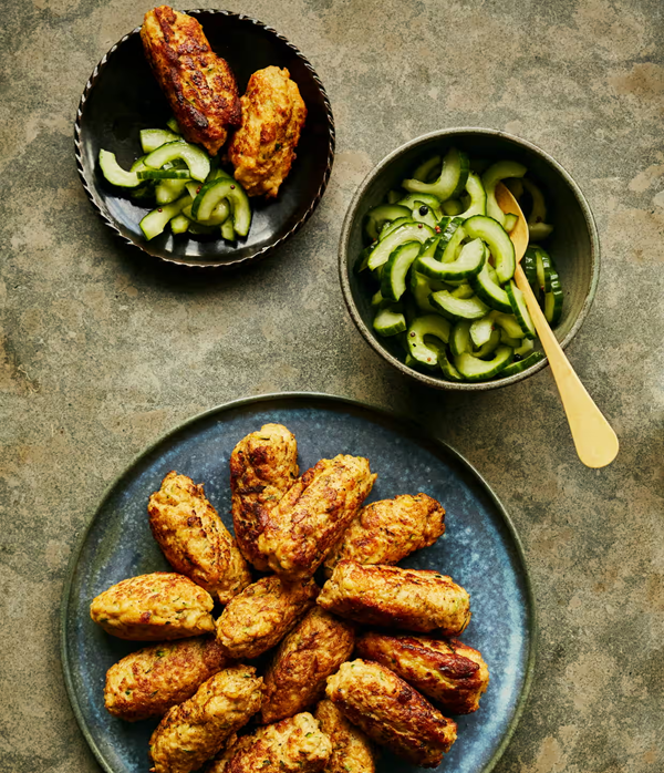 Frikadeller with sweet-and-sour cucumber salad